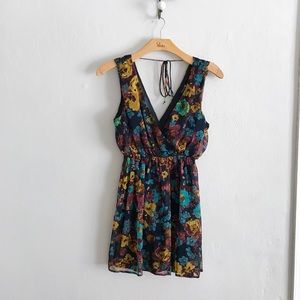 Yellow, Blue and Purple Floral Dress